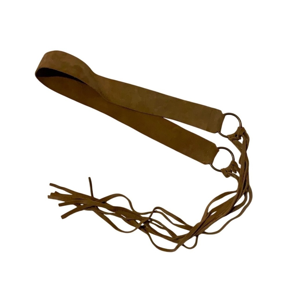 Boho Suede Fringe Belt Western‎ Hippie Ring Detail Accent Belt